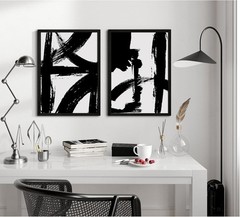 Minimalist Black Lines Canvas Art – 12×16 Inch Framed Set of 2 for Modern Spaces