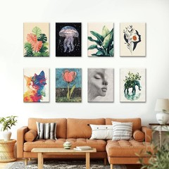 Framed Canvas Wall Art Print Modern Plant Wall Decor Ready to Hang Living Room
