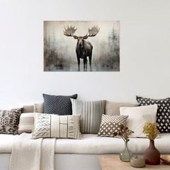 Large Moose Wall Art – Rustic Wildlife Canvas Picture, 12×18 for Home Decor