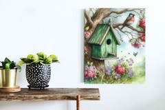16×20 Green Birdhouse Canvas Print Wall Art