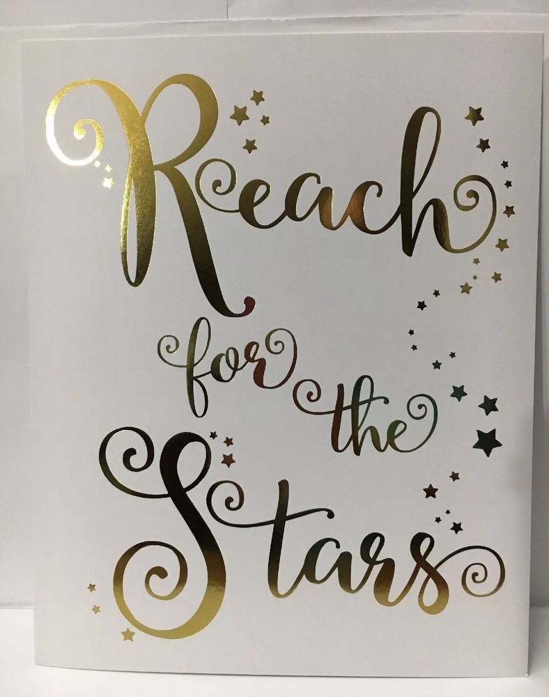 Reach For The Stars Motivational Wall Art 8″x10″ Gold Foil on White Cardstock