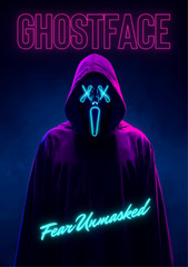 Ghostface Scream Wall Collage Neon Style Poster