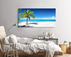 Wall Art Coconut Trees on Sands Beach Seascape Painting Mural,DIY Framed 24″x48″