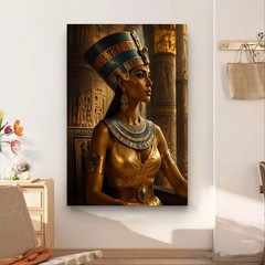 Egyptian Queen Nefertiti Canvas Wall Art Gold Ancient Egypt Decor Living Room Up