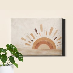 Minimalist neutral sunrise sun Poster Print with clean abstract warmth