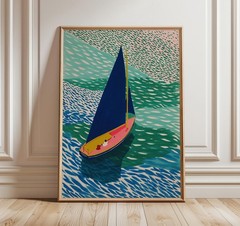 Modern Sailboat Wall Art Colorful Coastal Print Abstract Ocean Poster Decor