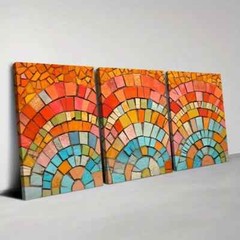 3pcs Charming Colorful Abstract Color Blocks Wall Art Canvas Unframed/Framed