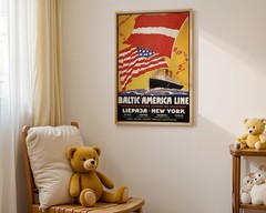 Baltic-America Line Liepaja-New York Retro Travel Poster
