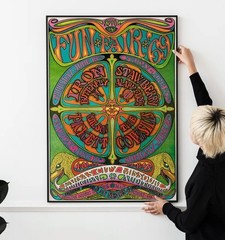 Vintage Psychedelic Concert Poster 1960s Rock Festival Print 24×36 Unframed
