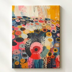 Retro Floral Pattern Canvas 1970S-Inspired Vintage Floral Art Step Back Into
