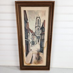 Franklin Framed Street Scene Oil Paint Signed Jacquet MPN 2289 10×21