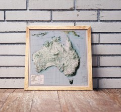 Australia Map, Australia 2D Relief Map, Australia Vintage Map – 2D Flat Print