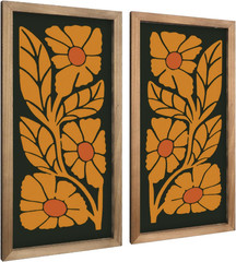 2Pcs Mid Century Modern Wall Decor, 15.7X7.9In Wooden Floral Abstract Wall Ar…