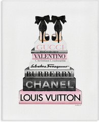 ‘Black Heels Pink Bookstack’, Canvas Art, 24X30 – Hanging Artwork – Sturdy Gift
