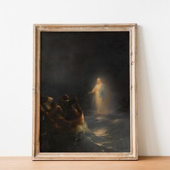 Jesus Christ Walking On Water Painting Christian Bible God Wall Art Poster Print