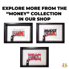 Office Money 3D Wall Art, Shadow Box Frame with Hand-Painted Graffiti & Minifig