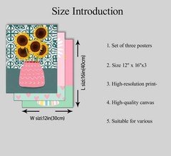 Colorful Sunflower Daisy Wall Art Prints Set of 3, Pink and Green Floral Vase…