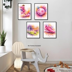 , Soccer Posters for Girls Room – Set of 4, ( 8×10 inches ) Unframed – Soccer…