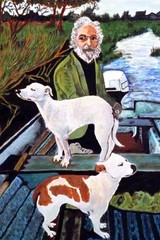 Man in Boat With Dogs Movie Painting Poster Wall Art 16×24