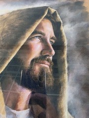 GARDIAN by David Bowman Religious Spiritual Art, BEAUTIFUL Portrait OF JESUS