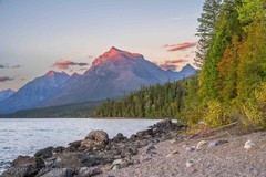Sunset Canvas Print Glacier Park Mountain Lake Pink Glow Wrapped Canvas