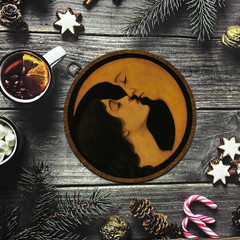 Romantic Moon and Young Girl Round Wall Art,Vintage-Inspired Celestial Canvas…