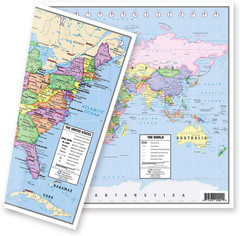 US and World Desk Map for Students, Home or Classroom Use by Lighthouse