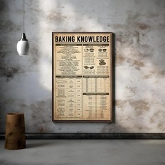 Baking Conversion Chart Poster Kitchen Wall Decor Gift for Bakers