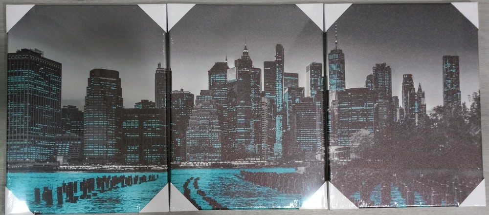 -3 Panel- NewYork City Panoramic Skyline Canvas Wall Art (12″ x 16″) NEW/SEALED