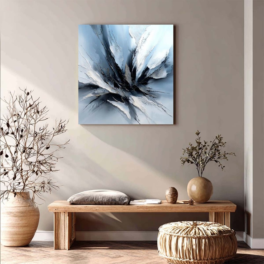 Modern Blue Art Hand Painted Oil Painting Abstract Canvas Wall Mural Aesthetic