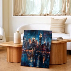 Wall Art Night City Skyline Canvas Print Urban Abstract Reflection Home Decor