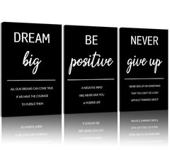 12×16 Inch Framed 3 Pcs Inspirational Canvas Wall Art Minimalist Black and Wh…