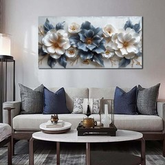 Blue and White Flower Pictures for Living Room Teen Bedroom Decor for Girls W…