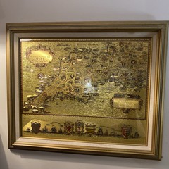 GOLD LEAF FOIL PICTORIAL PLAN MAP OF THE WEST COUNTRY OF ENGLAND 24” x 20”