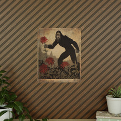 BIGFOOT BOTANICAL Poster Print, SASQUATCH Flower Wall Art, Cryptid Floral Decor