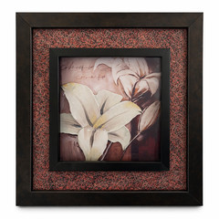 Vintage Framed Floral Wall Art Lily Rustic Farmhouse Cottage Decor Wood Frame 13
