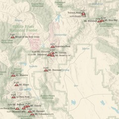 Colorado 14ers Map 18×24 Poster (Tan) #454