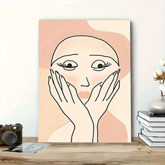 Canvas Art Framed Minimal Woman Face Line Sketch Boho Wall Decor