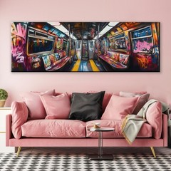 Subway Graffiti Canvas Panoramic Urban Street Art Extra Large Wall Decor