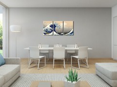 3 Piece Great Wave of Kanagawa Katsushika Hokusai Modern Stretched Canvas Prints