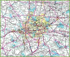 DALLAS TEXAS MAP GLOSSY POSTER PICTURE PHOTO BANNER PRINT road city usa tx 5829