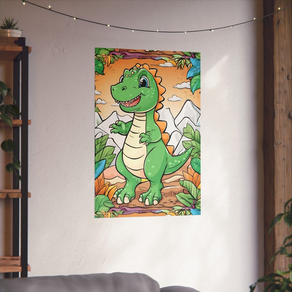 Premium Matte Vertical Posters – Cute Smiling Baby Dinosaur