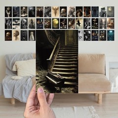 64 Pcs Dark Academia Decor Postcards, 4x6in Moody Dark Wall Collage Kit, Gothic