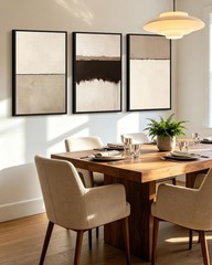 Abstract Framed Wall Art Minimalist Beige Gray Pastel Watercolor Wall Decor M…