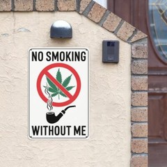 Weed Humor Retro Tin Poster Tin Metal Signs 8X12IN «No Smoking Without Me» Funny