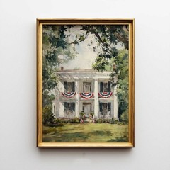 Vintage Americana Cottage Print, July 4th & Memorial Day Home Decor