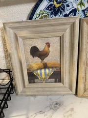 Set of 2 Wiens French Rooster I & II Framed Prints Art in Motion Farm Decor