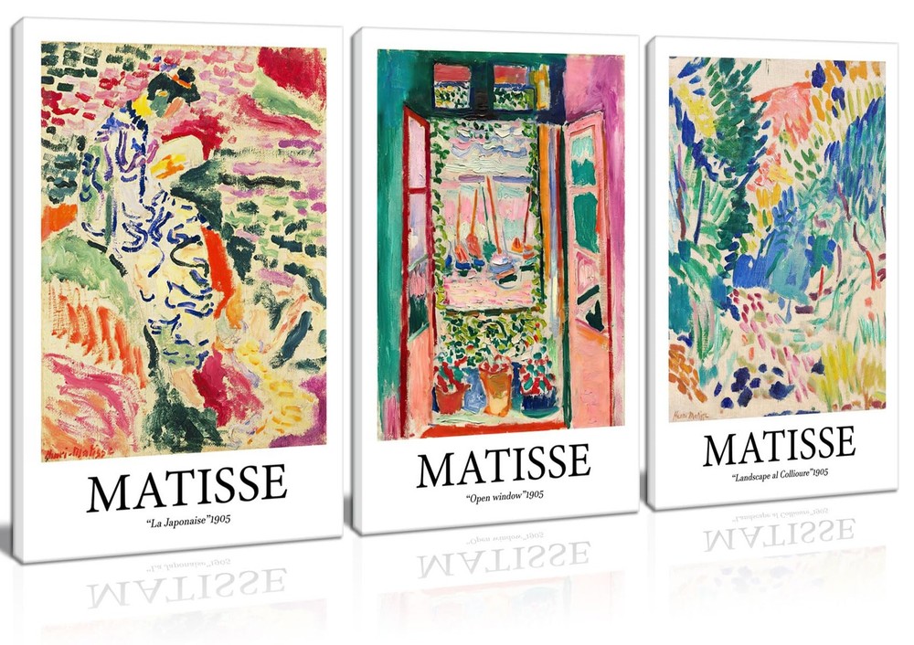 Framed Henri Matisse Abstract Canvas Wall Art Print Set French Floral Rainbow…