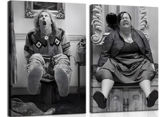 Funny Bathroom Canvas Wall Art Set of 2 – Black and White Vintage Humor Wall …