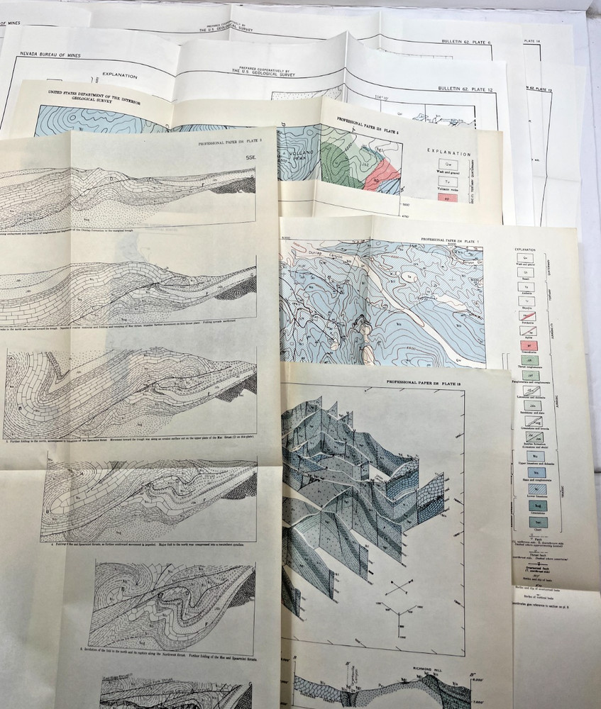 Historic Mining and Geologic Maps from 1954 Lot of 12 Maps -Makes Great Wall Art